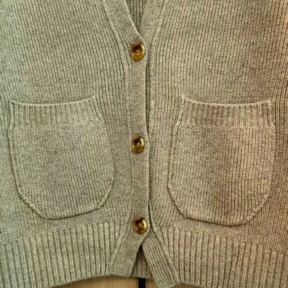 Khaite Light Taupe Wool V-Neck Cardigan - Picture 5 of 7